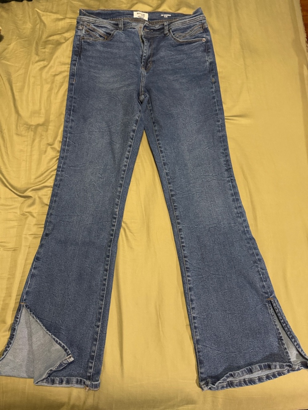 Kensie Medium Blue Flare Jeans with Side Slits